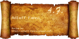 Adleff Fanni névjegykártya